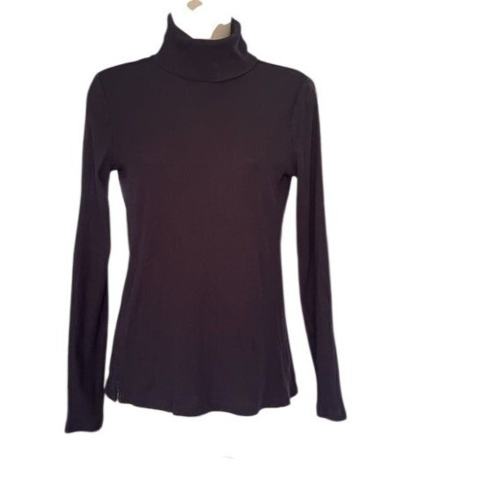 Lauren Ralph Lauren Black‎ Ribbed Turtleneck Elbow Patch Cotton Top Small